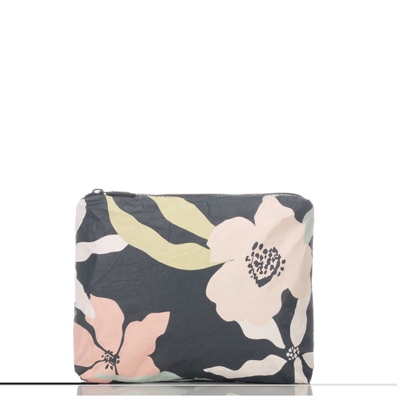 ALOHA Collection Black and Pink Clutch with Floral Design - Picture 1 of 4